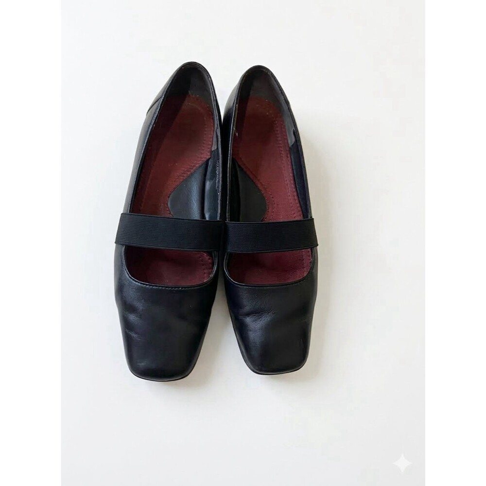 What's What Northbound Black Leather Mary Jane Flats Shoes Women's 7 M Retro Y2K